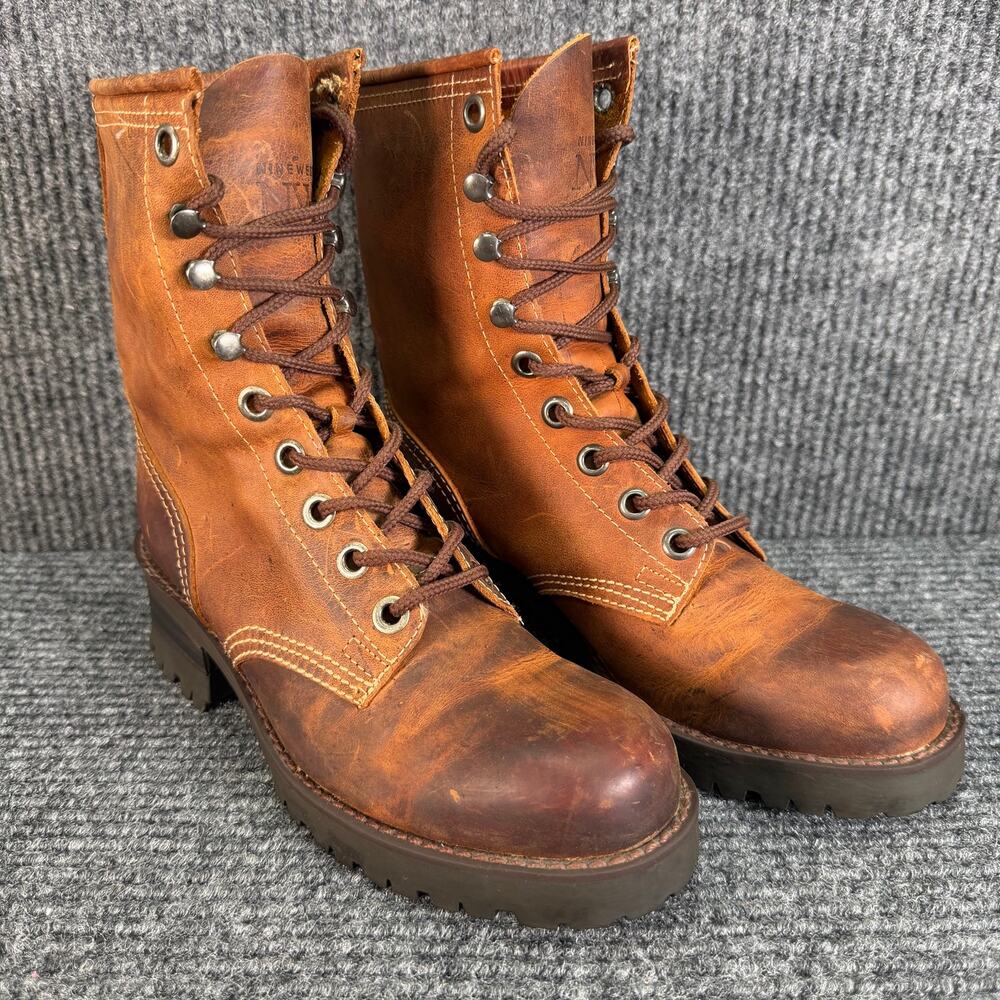 Nine West Brown Lace Up Combat Boots Lug Sole Distressed Women’s 8.5